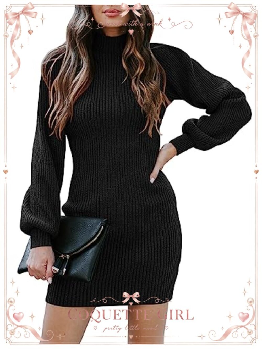 Turtleneck Long Sleeve Bodycon Mini Sweater Dress